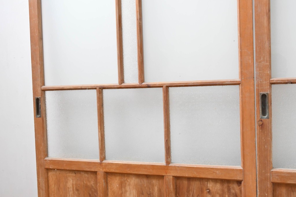 アンティーク建具　昭和初期　大正ロマンの雰囲気を高めるガラス戸3枚セット　(R-083407)