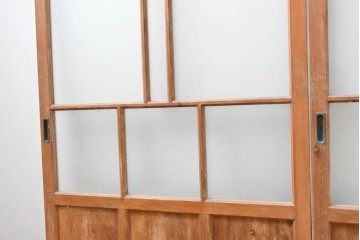 アンティーク建具　昭和初期　大正ロマンの雰囲気を高めるガラス戸3枚セット　(R-083407)