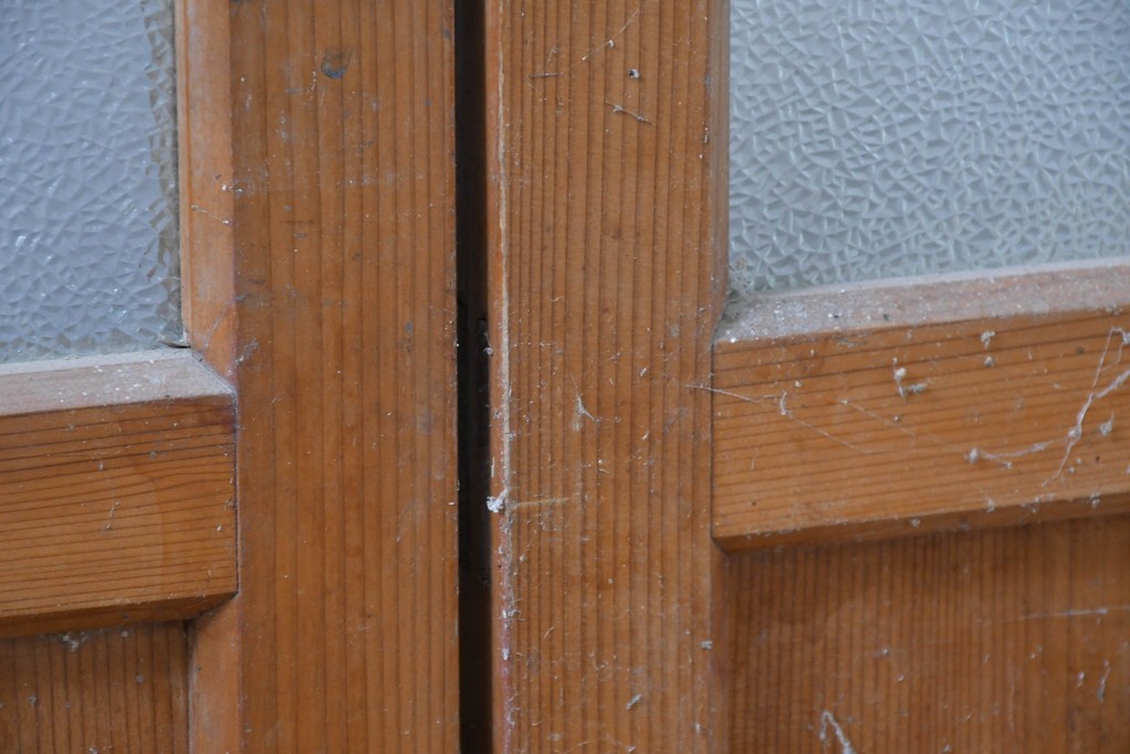 アンティーク建具　昭和初期　大正ロマンの雰囲気を高めるガラス戸3枚セット　(R-083407)