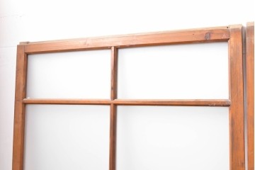 ヴィンテージ建具　昭和中期　素朴な格子デザインのガラス戸4枚セット　(R-083408)