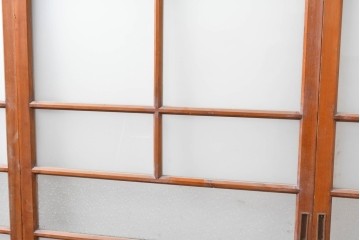 ヴィンテージ建具　昭和中期　素朴な格子デザインのガラス戸4枚セット　(R-083408)