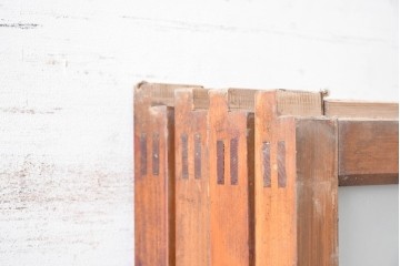 ヴィンテージ建具　昭和中期　素朴な格子デザインのガラス戸4枚セット　(R-083408)