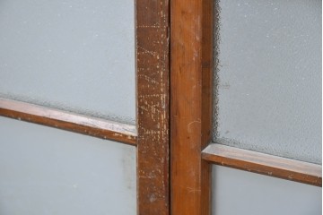 ヴィンテージ建具　昭和中期　素朴な格子デザインのガラス戸4枚セット　(R-083408)
