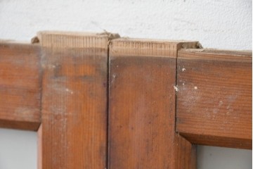 ヴィンテージ建具　昭和中期　素朴な格子デザインのガラス戸4枚セット　(R-083408)