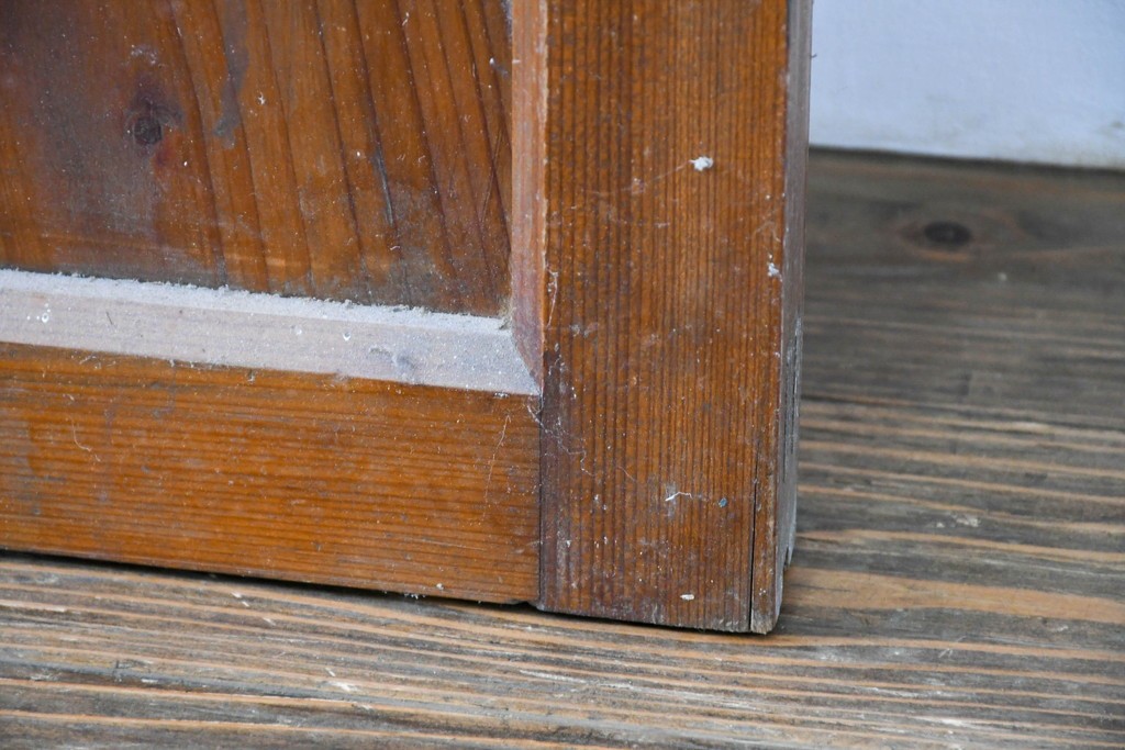 ヴィンテージ建具　昭和中期　素朴な格子デザインのガラス戸4枚セット　(R-083408)