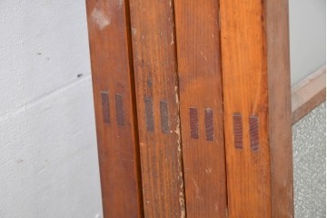 ヴィンテージ建具　昭和中期　素朴な格子デザインのガラス戸4枚セット　(R-083408)