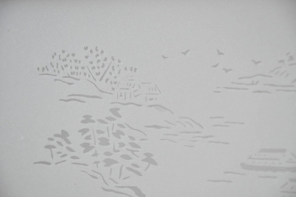 ヴィンテージ建具　昭和中期　ひし形を描く格子意匠のガラス戸4枚セット　(R-083409)