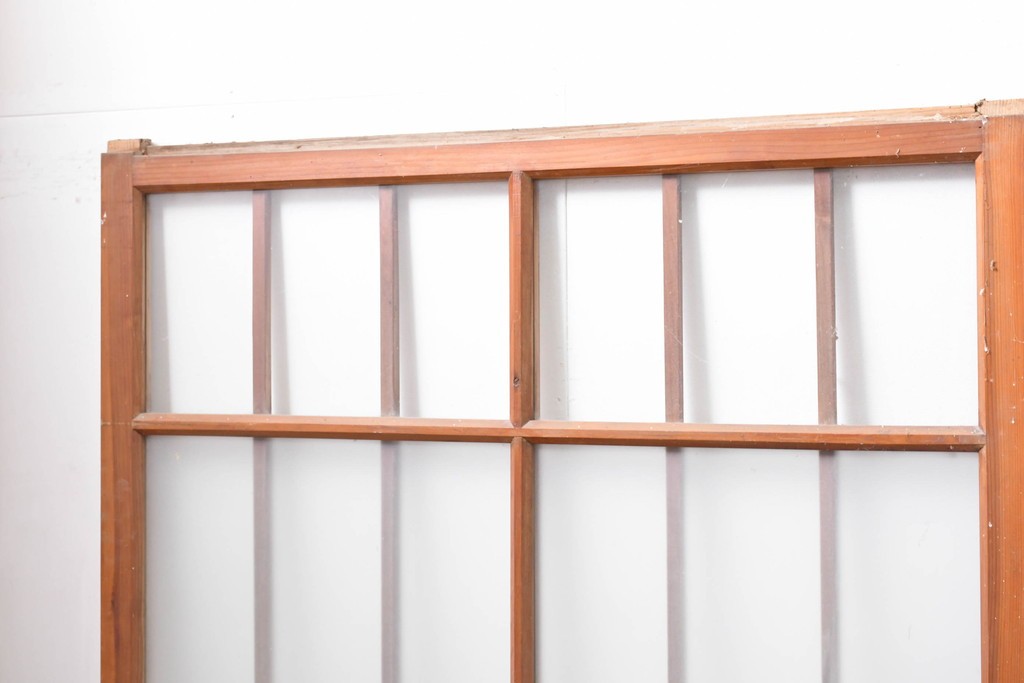 ヴィンテージ建具　昭和中期　ひし形を描く格子意匠のガラス戸4枚セット　(R-083409)