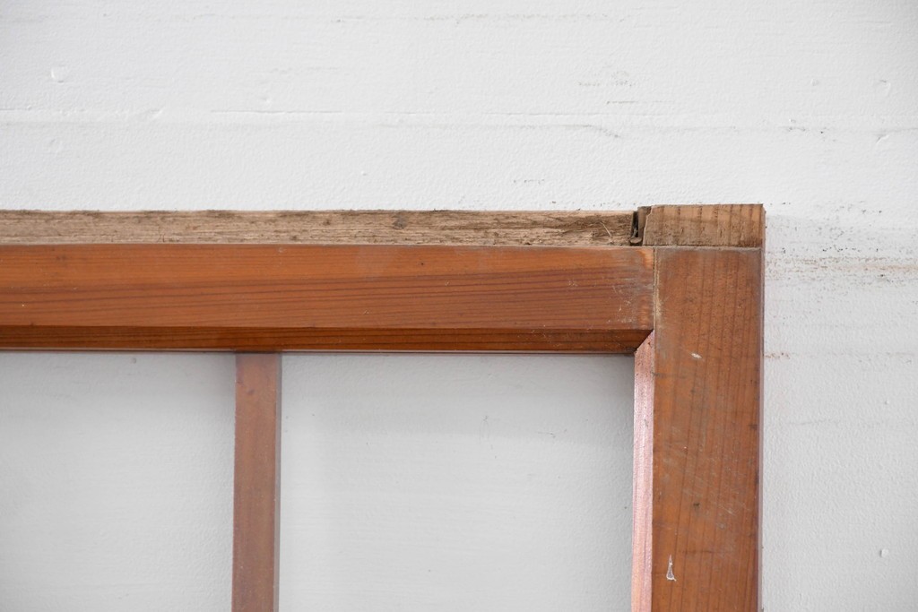 ヴィンテージ建具　昭和中期　ひし形を描く格子意匠のガラス戸4枚セット　(R-083409)