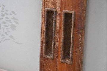 ヴィンテージ建具　昭和中期　ひし形を描く格子意匠のガラス戸4枚セット　(R-083409)