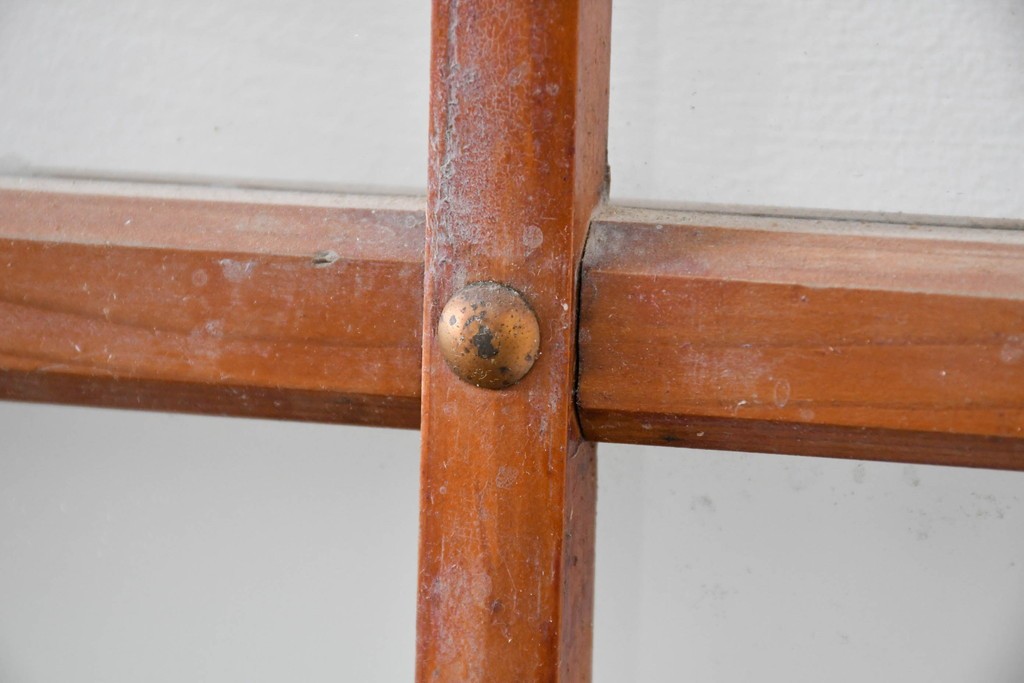 ヴィンテージ建具　昭和中期　ひし形を描く格子意匠のガラス戸4枚セット　(R-083409)