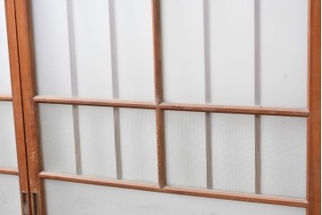 ヴィンテージ建具　昭和中期　ひし形を描く格子意匠のガラス戸4枚セット　(R-083409)