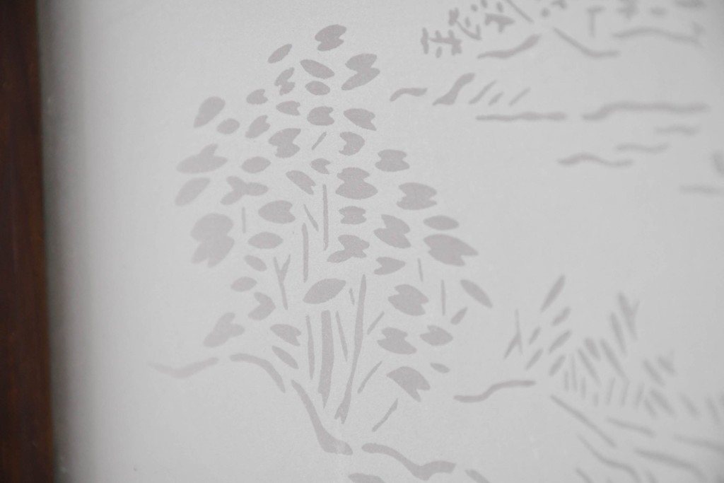 ヴィンテージ建具　昭和中期　ひし形を描く格子意匠のガラス戸4枚セット　(R-083411)