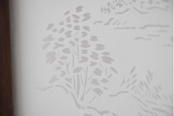 ヴィンテージ建具　昭和中期　ひし形を描く格子意匠のガラス戸4枚セット　(R-083411)