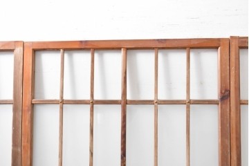 ヴィンテージ建具　昭和中期　ひし形を描く格子意匠のガラス戸4枚セット　(R-083411)