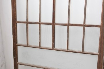 ヴィンテージ建具　昭和中期　ひし形を描く格子意匠のガラス戸4枚セット　(R-083411)