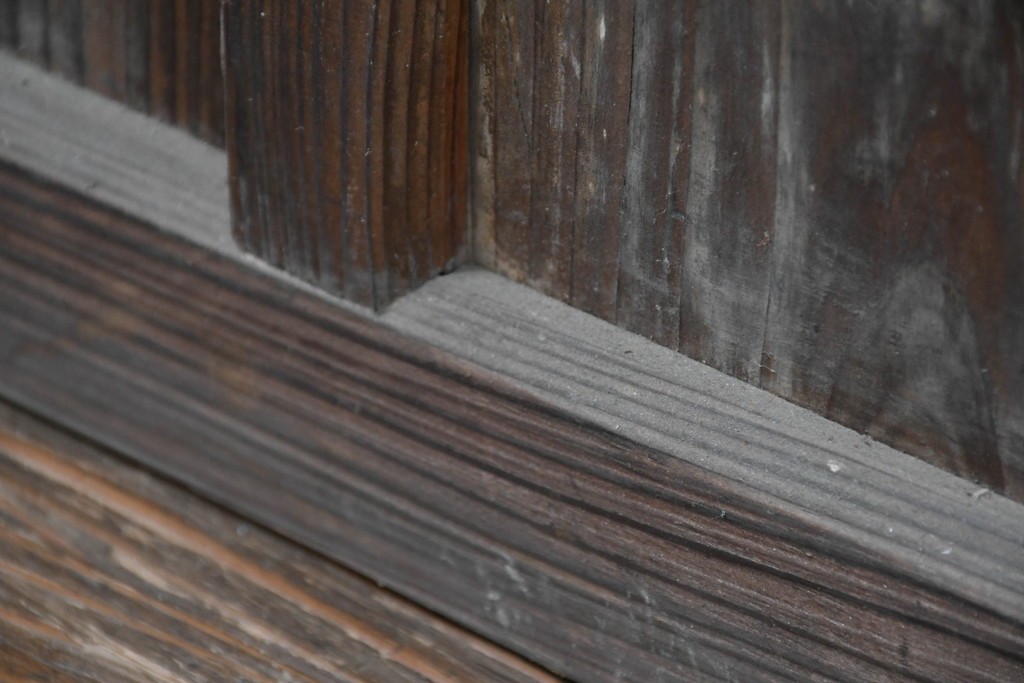 ヴィンテージ建具　昭和中期　ひし形を描く格子意匠のガラス戸4枚セット　(R-083411)