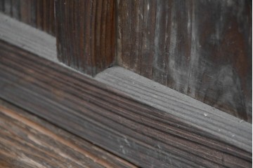 ヴィンテージ建具　昭和中期　ひし形を描く格子意匠のガラス戸4枚セット　(R-083411)