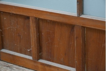 ヴィンテージ建具　昭和中期　ひし形を描く格子意匠のガラス戸4枚セット　(R-083411)