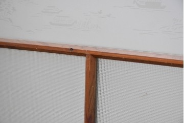 ヴィンテージ建具　昭和中期　ひし形を描く格子意匠のガラス戸4枚セット　(R-083411)