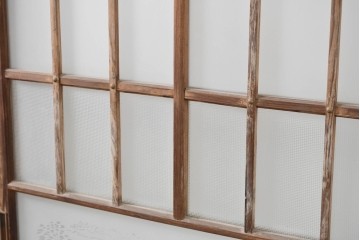 ヴィンテージ建具　昭和中期　ひし形を描く格子意匠のガラス戸4枚セット　(R-083411)