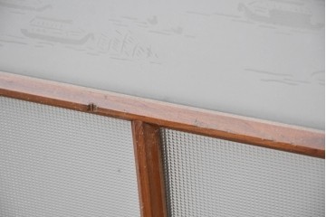 ヴィンテージ建具　昭和中期　ひし形を描く格子意匠のガラス戸4枚セット　(R-083411)