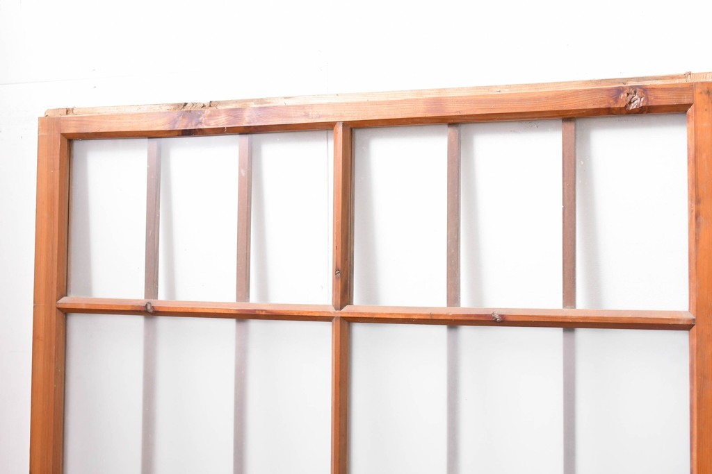 ヴィンテージ建具　昭和中期　ひし形を描く格子意匠のガラス戸4枚セット　(R-083411)