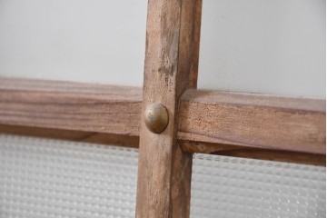 ヴィンテージ建具　昭和中期　ひし形を描く格子意匠のガラス戸4枚セット　(R-083411)