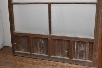 ヴィンテージ建具　昭和中期　ひし形を描く格子意匠のガラス戸4枚セット　(R-083411)