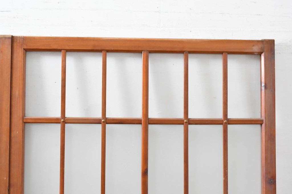 ヴィンテージ建具　昭和中期　和の雰囲気を引き立てるガラス戸2枚セット　(R-083412)