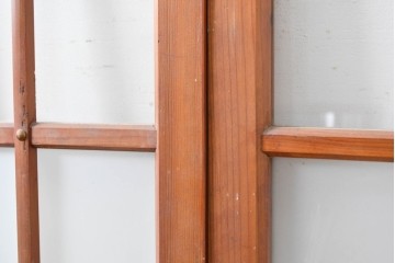 ヴィンテージ建具　昭和中期　和の雰囲気を引き立てるガラス戸2枚セット　(R-083412)