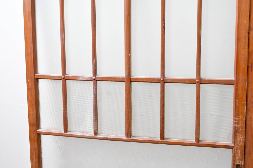 ヴィンテージ建具　昭和中期　和の雰囲気を引き立てるガラス戸2枚セット　(R-083412)
