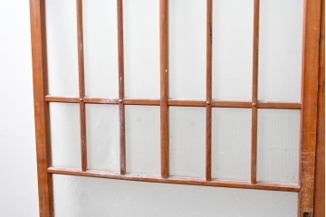 ヴィンテージ建具　昭和中期　和の雰囲気を引き立てるガラス戸2枚セット　(R-083412)