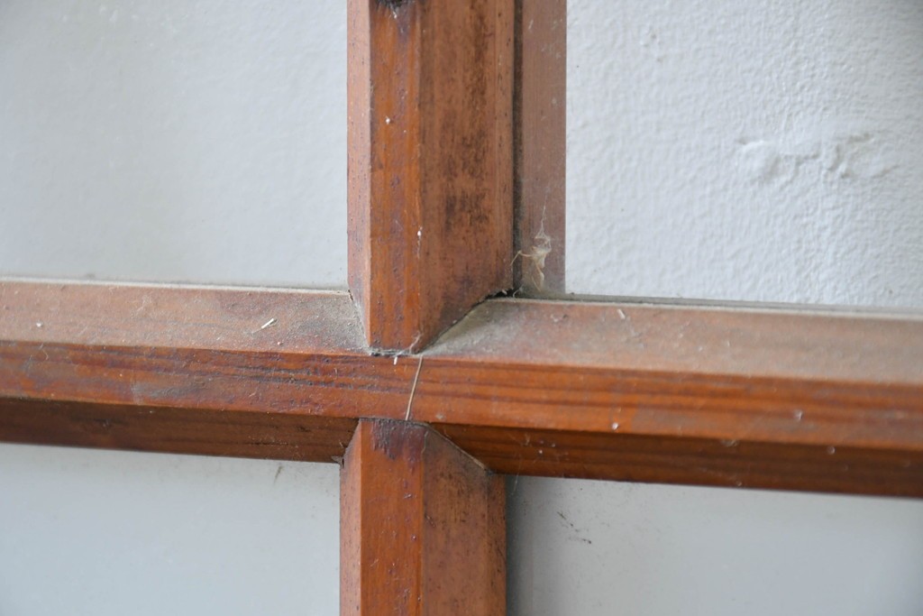 ヴィンテージ建具　昭和中期　和の雰囲気を引き立てるガラス戸2枚セット　(R-083412)