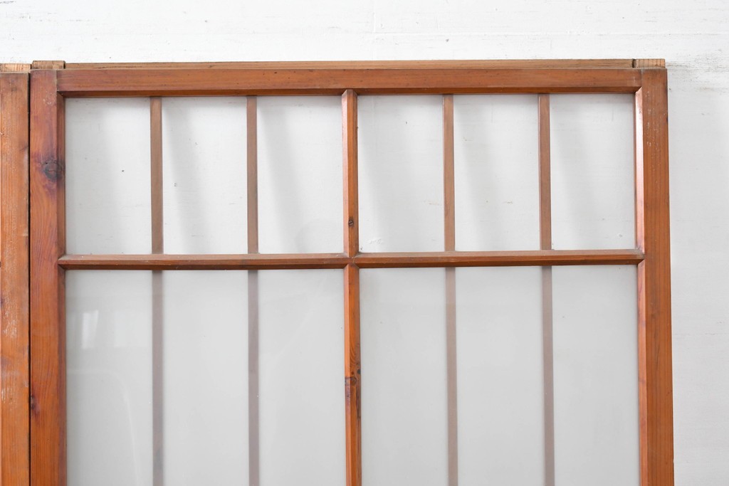 ヴィンテージ建具　昭和中期　和の雰囲気を引き立てるガラス戸2枚セット　(R-083412)