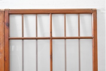 ヴィンテージ建具　昭和中期　和の雰囲気を引き立てるガラス戸2枚セット　(R-083412)