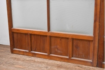 ヴィンテージ建具　昭和中期　和の雰囲気を引き立てるガラス戸2枚セット　(R-083412)