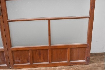 ヴィンテージ建具　昭和中期　和の雰囲気を引き立てるガラス戸2枚セット　(R-083412)