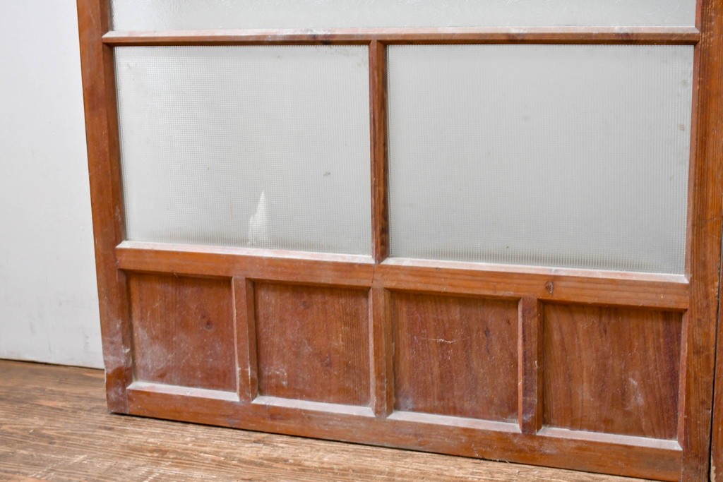 ヴィンテージ建具　昭和中期　和の雰囲気を引き立てるガラス戸2枚セット　(R-083412)