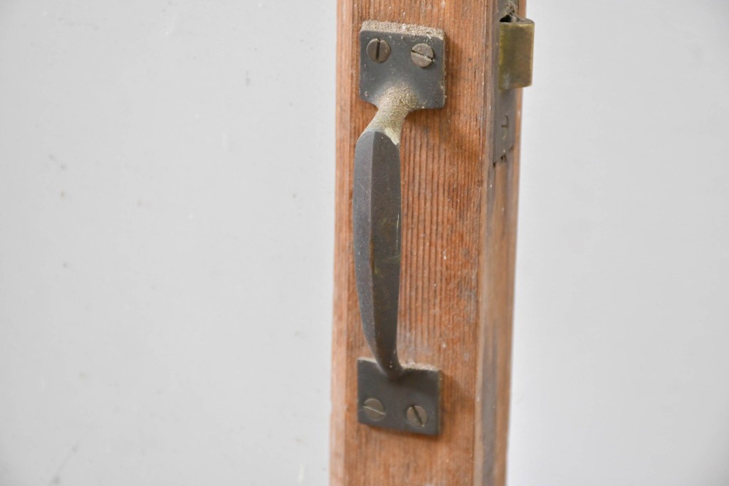 アンティーク建具　昭和初期　大正ロマン　幾何学的な意匠が目を引くガラス入りドア1枚　(R-083413)