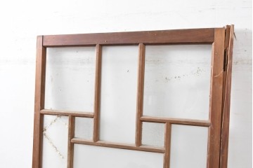 アンティーク建具　昭和初期　大正ロマン　幾何学的な意匠が目を引くガラス入りドア1枚　(R-083413)