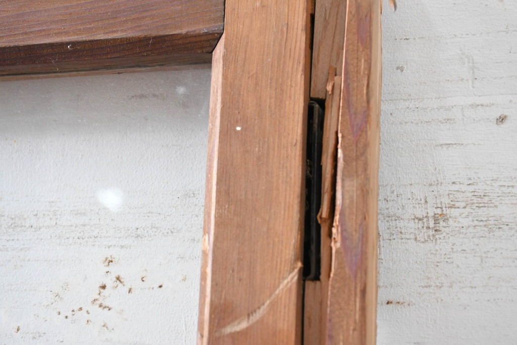 アンティーク建具　昭和初期　大正ロマン　幾何学的な意匠が目を引くガラス入りドア1枚　(R-083413)