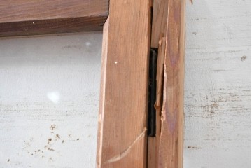 アンティーク建具　昭和初期　大正ロマン　幾何学的な意匠が目を引くガラス入りドア1枚　(R-083413)