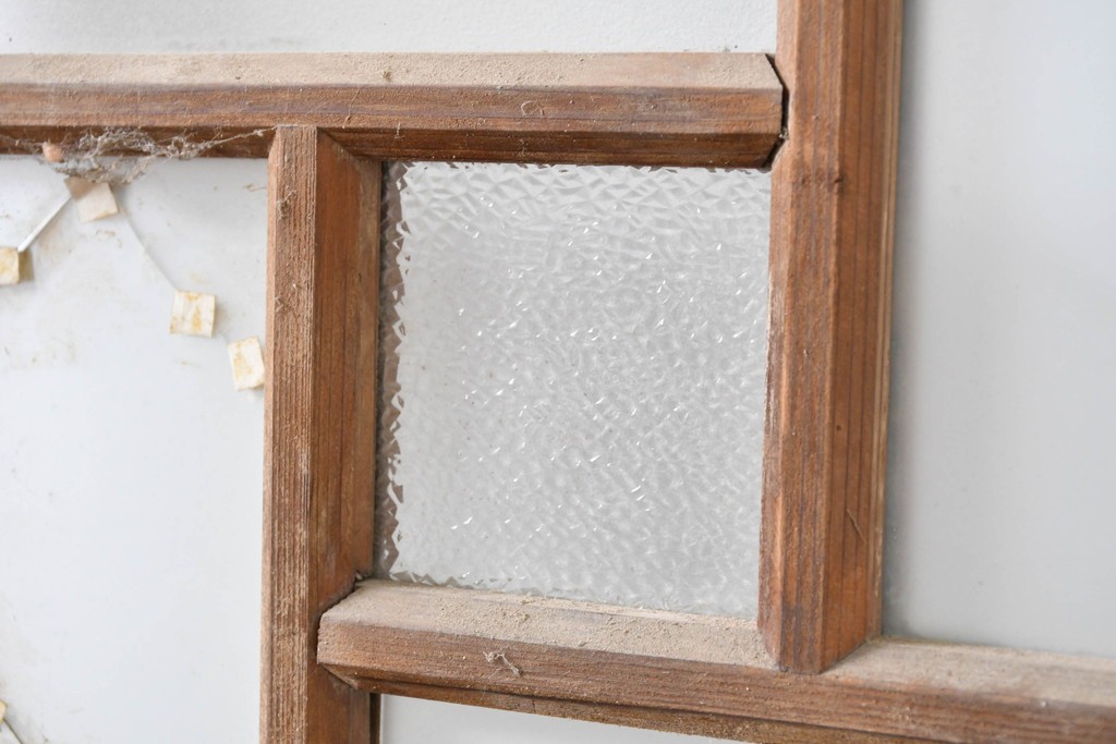 アンティーク建具　昭和初期　大正ロマン　幾何学的な意匠が目を引くガラス入りドア1枚　(R-083413)