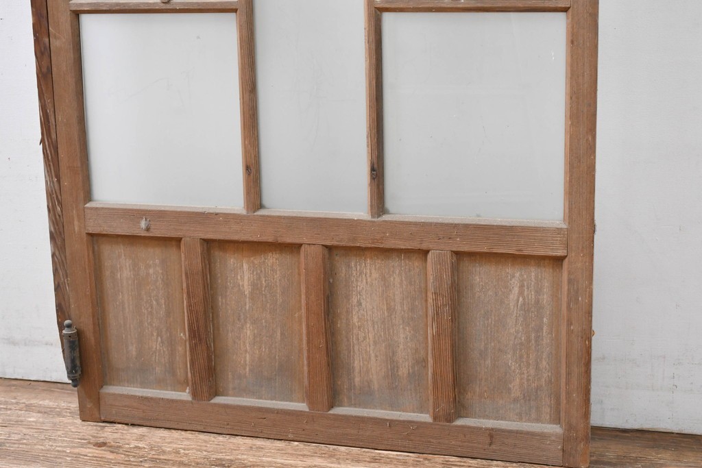 アンティーク建具　昭和初期　大正ロマン　幾何学的な意匠が目を引くガラス入りドア1枚　(R-083413)