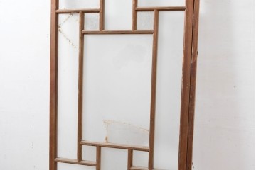 アンティーク建具　昭和初期　大正ロマン　幾何学的な意匠が目を引くガラス入りドア1枚　(R-083413)