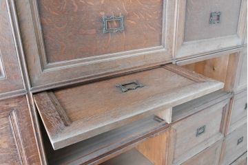 フランスアンティーク　超特大!!　超希少!!　オーク材　分解可能　上開き扉の付いた上質な作りのライブラリーキャビネット(収納棚、戸棚、本箱、本棚、ブックケース)(R-083415)