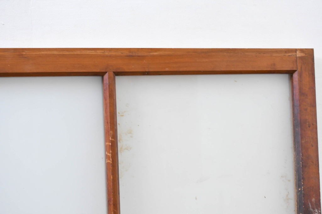 アンティーク建具　昭和初期　素朴な佇まいのガラス窓2枚セット　(R-083416)