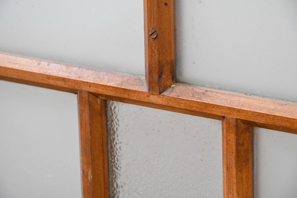 アンティーク建具　昭和初期　素朴な佇まいのガラス窓2枚セット　(R-083416)