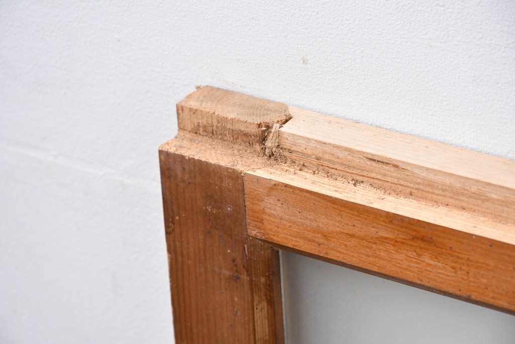 アンティーク建具　昭和初期　素朴な佇まいのガラス窓2枚セット　(R-083416)